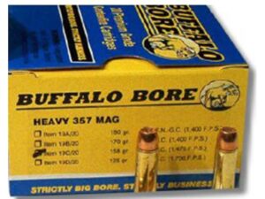 Buffalo Bore Ammunition 357 Magnum 158 Grain Jacketed Hollow Point High Velocity Box of 20 For Sale