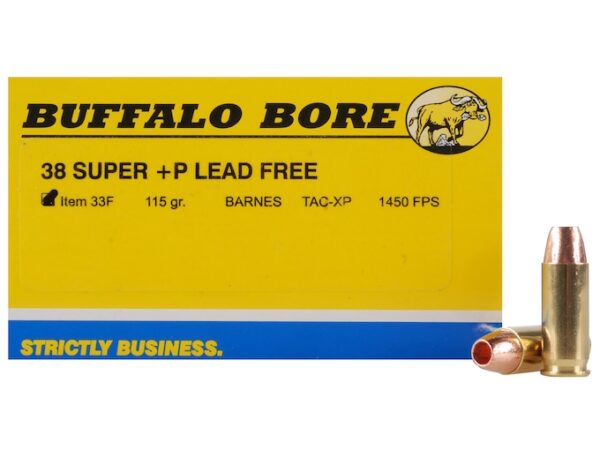 Buffalo Bore Ammunition 38 Super +P 115 Grain Barnes TAC-XP Hollow Point Lead-Free Box of 20 For Sale