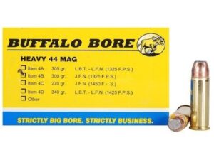 Buffalo Bore Ammunition 44 Remington Magnum 300 Grain Jacketed Flat Nose For Sale