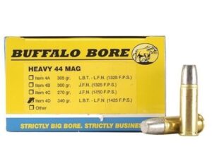 Buffalo Bore Ammunition 44 Remington Magnum +P+ 340 Grain Lead Flat Nose Gas Check Box of 20 For Sale