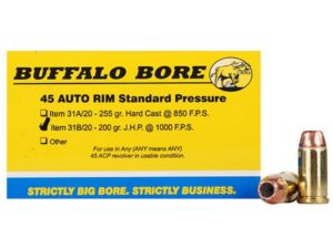 Buffalo Bore Ammunition 45 Auto Rim (Not ACP) 200 Grain Jacketed Hollow Point Box of 20 For Sale