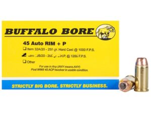 Buffalo Bore Ammunition 45 Auto Rim (Not ACP) +P 200 Grain Jacketed Hollow Point Box of 20 For Sale