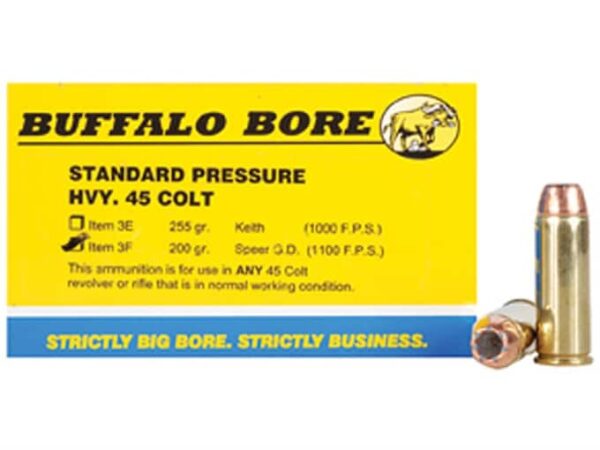 Buffalo Bore Ammunition 45 Colt (Long Colt) 200 Grain Jacketed Hollow Point Box of 20 For Sale