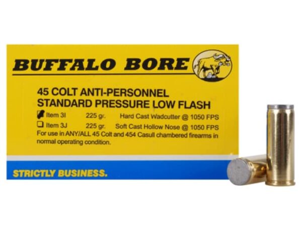 Buffalo Bore Ammunition 45 Colt (Long Colt) 225 Grain Hard Cast Lead Wadcutter Anti-Personnel Box of 20 For Sale