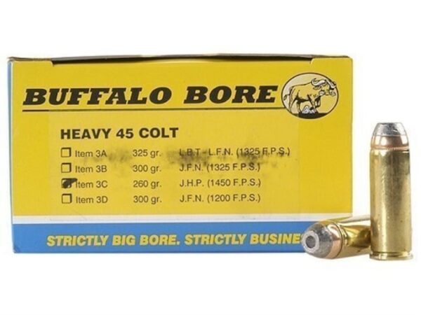 Buffalo Bore Ammunition 45 Colt (Long Colt) +P 260 Grain Jacketed Hollow Point For Sale