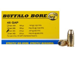 Buffalo Bore Ammunition 45 GAP 230 Grain Jacketed Hollow Point Box of 20 For Sale