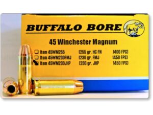 Buffalo Bore Ammunition 45 Winchester Magnum 230 Grain Jacketed Hollow Point Box of 20 For Sale