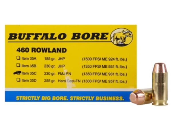 Buffalo Bore Ammunition 460 Rowland 230 Grain Full Metal Jacket Flat Nose Box of 20 For Sale