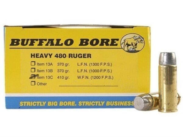 Buffalo Bore Ammunition 480 Ruger 410 Grain Lead Wide Flat Nose Box of 20 For Sale