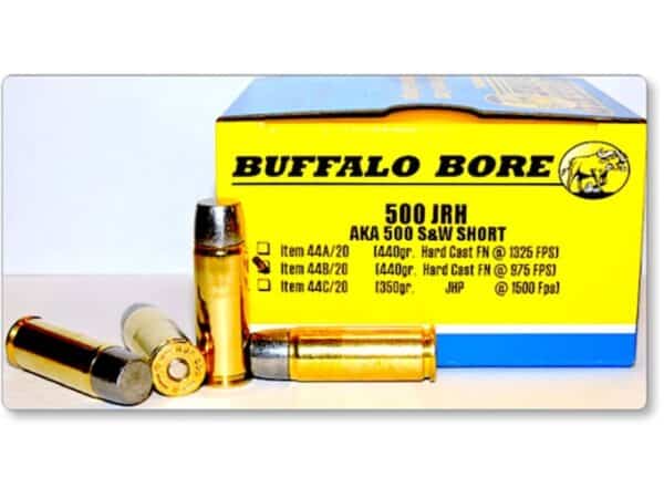 Buffalo Bore Ammunition 500 JRH (500 S&W Short) 440 Grain Hard Cast Lead Flat Nose Box Low Recoil Box of 20 For Sale