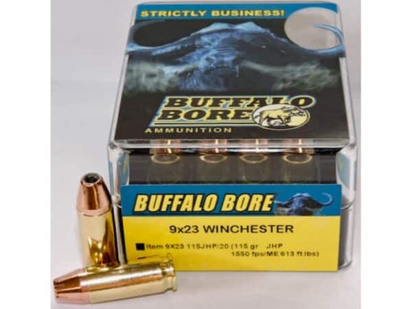 Buffalo Bore Ammunition 9x23mm Winchester 115 Grain Jacketed Hollow Point Box of 20 For Sale