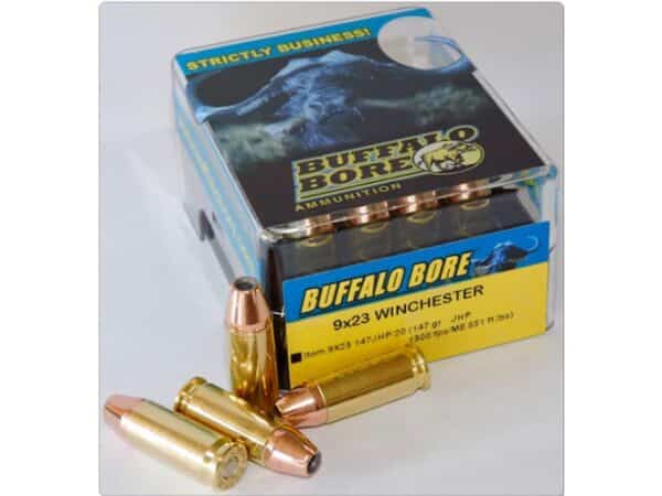 Buffalo Bore Ammunition 9x23mm Winchester 147 Grain Jacketed Hollow Point Box of 20 For Sale