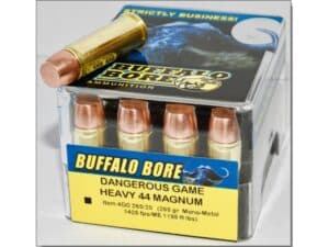 Buffalo Bore Dangerous Game Ammunition 44 Remington Magnum 265 Grain Lehigh Mono-Metal Lead-Free Box of 20 For Sale