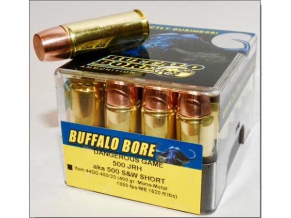 Buffalo Bore Dangerous Game Ammunition 500 JRH (500 S&W Short) 400 Grain Lehigh Mono-Metal Lead-Free Box of 20 For Sale