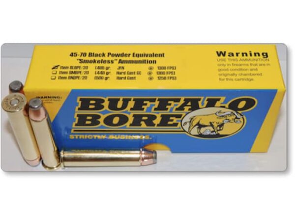 Buffalo Bore Smokeless Blackpowder Equivalent Ammunition 45-70 Government 405 Grain Jacketed Flat Nose Box of 20 For Sale