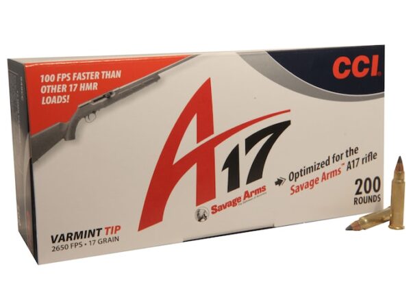 CCI A17 Ammunition 17 Hornady Magnum Rimfire (HMR) 17 Grain Tipped Varmint Box of 200 For Sale