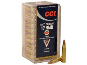 CCI Ammunition 17 Hornady Magnum Rimfire (HMR) 16 Grain Speer TNT Green Hollow Point Lead-Free For Sale