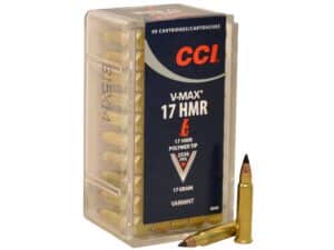 500 Rounds of CCI Ammunition 17 Hornady Magnum Rimfire (HMR) 17 Grain Hornady V-MAX For Sale