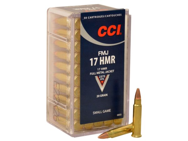 500 Rounds of CCI Ammunition 17 Hornady Magnum Rimfire (HMR) 20 Grain Full Metal Jacket For Sale