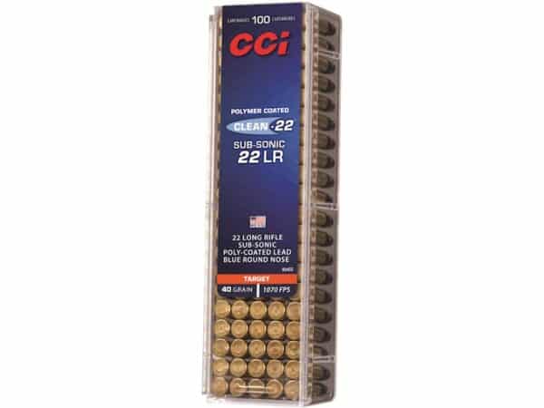 CCI Clean-22 Ammunition 22 Long Rifle Subsonic 40 Grain Blue Polymer Coated Lead Round Nose For Sale