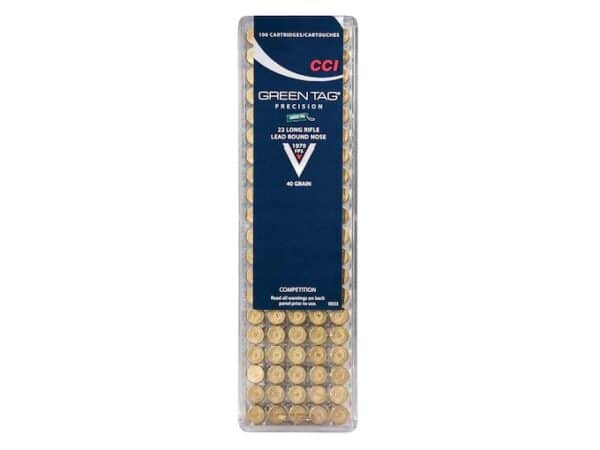 CCI Green Tag Competition Ammunition 22 Long Rifle 40 Grain Lead Round Nose For Sale