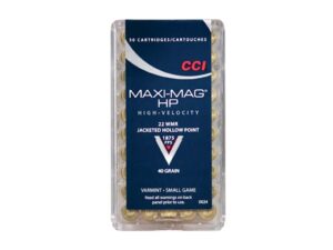 CCI Maxi-Mag Ammunition 22 Winchester Magnum Rimfire (WMR) 40 Grain Jacketed Hollow Point For Sale