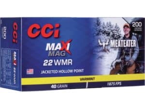 CCI Maxi-Mag MeatEater Special Edition Ammunition 22 Winchester Magnum Rimfire (WMR) 40 Grain Jacketed Hollow Point For Sale