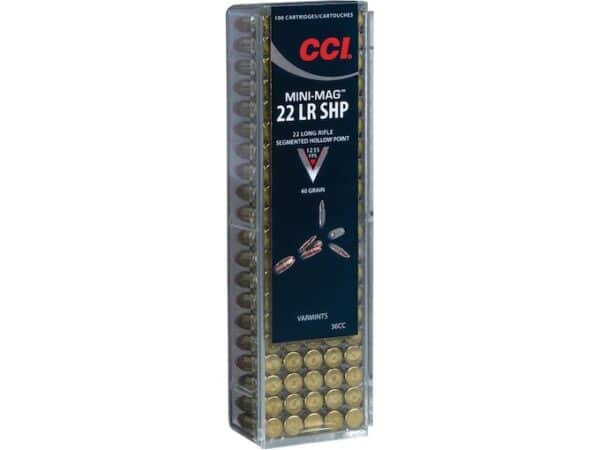 CCI Mini-Mag High Velocity Ammunition 22 Long Rifle 40 Grain Segmented Hollow Point Box of 100 For Sale