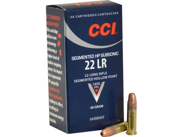 CCI Quik-Shok Ammunition 22 Long Rifle Subsonic 40 Grain Plated Lead Hollow Point For Sale