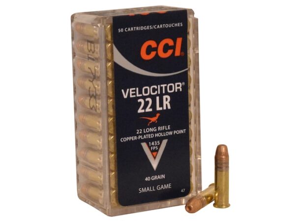 CCI Velocitor Ammunition 22 Long Rifle 40 Grain Plated Lead Hollow Point For Sale