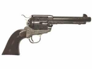 Cimarron Firearms Buffalo Bill Signature Series Laser Engraved Revolver 45 Colt (Long Colt) 5.5" Barrel 6-Round Nickel Walnut For Sale
