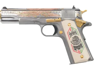 Colt 1911 Bandera Semi-Automatic Pistol 38 Super 5" Barrel 9-Round Engraved Stainless White