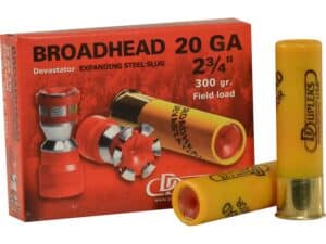 DDupleks Broadhead Devastator Ammunition 20 Gauge 2-3/4" 11/16 oz Expanding Steel Slug Lead-Free Box of 5 For Sale