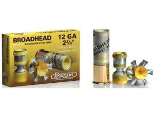 DDupleks Broadhead Hexolit 32 Ammunition 12 Gauge 2-3/4" 1-1/8 oz Expanding Steel Slug Lead-Free Box of 5 For Sale