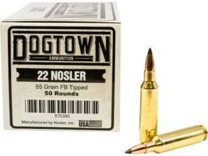 Dogtown Ammunition 22 Nosler 55 Grain Polymer Tip Flat Base For Sale