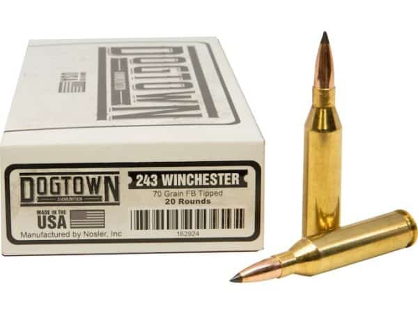 Dogtown Ammunition 243 Winchester 70 Grain Polymer Tip Flat Base For Sale