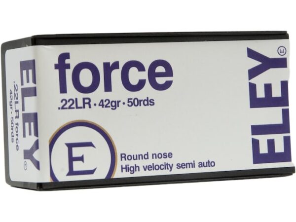 Eley Force Semi-Auto Ammunition 22 Long Rifle High Velocity 42 Grain Lead Round Nose For Sale