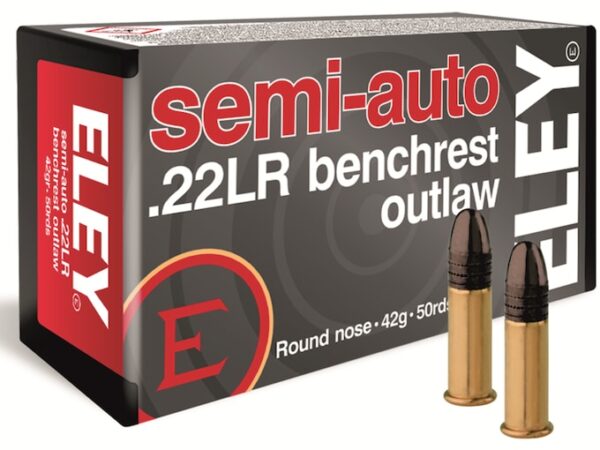 Eley Semi-Auto Benchrest Outlaw Ammunition 22 Long Rifle 42 Grain Lead Round Nose For Sale
