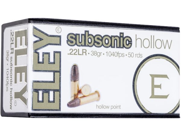 Eley Subsonic Hollow Ammunition 22 Long Rifle 38 Grain Lead Hollow Point For Sale