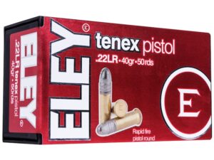 Eley Tenex Pistol Ammunition 22 Long Rifle 40 Grain Lead Round Nose For Sale