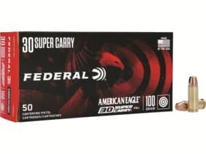 Federal American Eagle Ammunition 30 Super Carry 100 Grain Full Metal Jacket Box of 50 For Sale