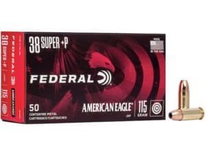 Federal American Eagle Ammunition 38 Super +P 115 Grain Jacketed Hollow Point For Sale