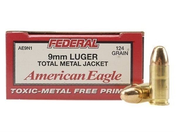 Federal American Eagle Ammunition 9mm Luger 124 Grain Total Metal Jacket For Sale