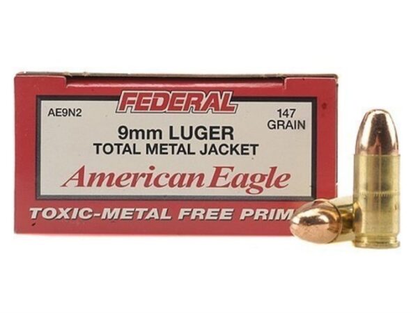 Federal American Eagle Ammunition 9mm Luger 147 Grain Total Metal Jacket For Sale