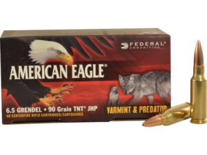 Federal American Eagle Varmint and Predator Ammunition 6.5 Grendel 90 Grain Hollow Point For Sale