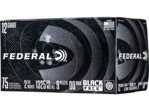 Federal Black Pack Ammunition 12 Gauge 2-3/4" Buffered 00 Buckshot 9 Pellets For Sale