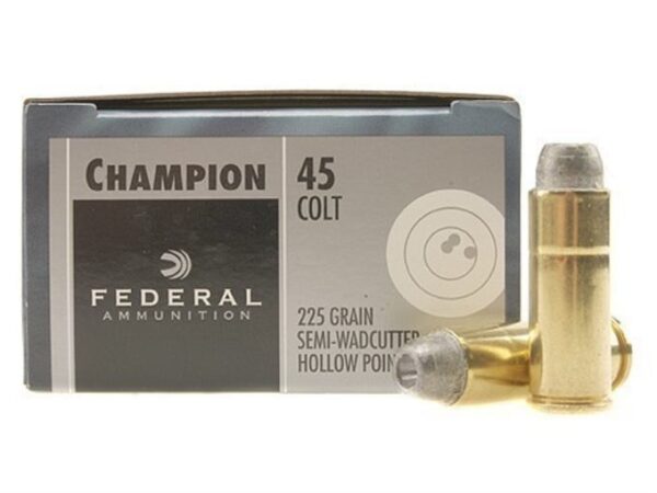 Federal Champion Ammunition 45 Colt (Long Colt) 225 Grain Lead Semi-Wadcutter Hollow Point Box of 20 For Sale
