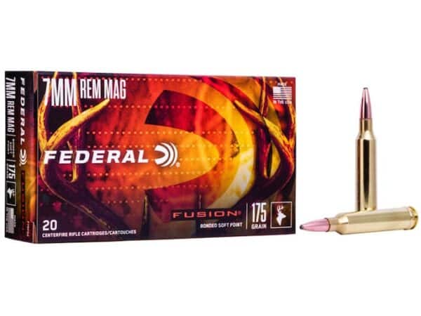 Federal Fusion Ammunition 7mm Remington Magnum 175 Grain Bonded Spitzer Boat Tail Box of 20 For Sale