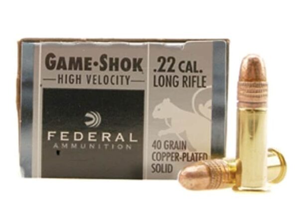 Federal Game-Shok Ammunition 22 Long Rifle High Velocity 40 Grain Plated Lead Round Nose For Sale