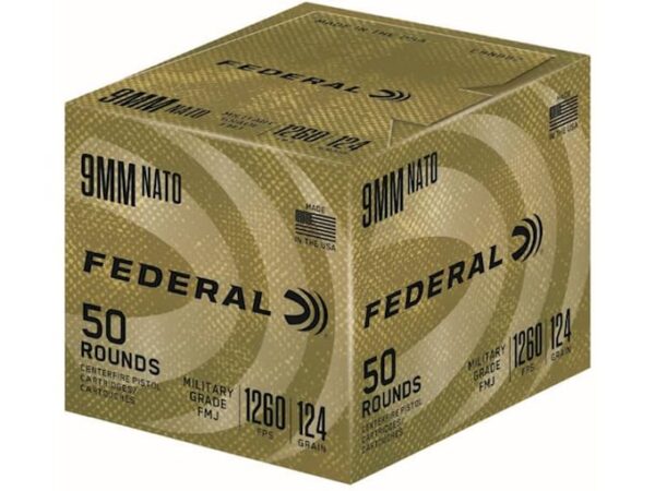Federal Military Grade NATO Ammunition 9mm Luger 124 Grain Full Metal Jacket For Sale
